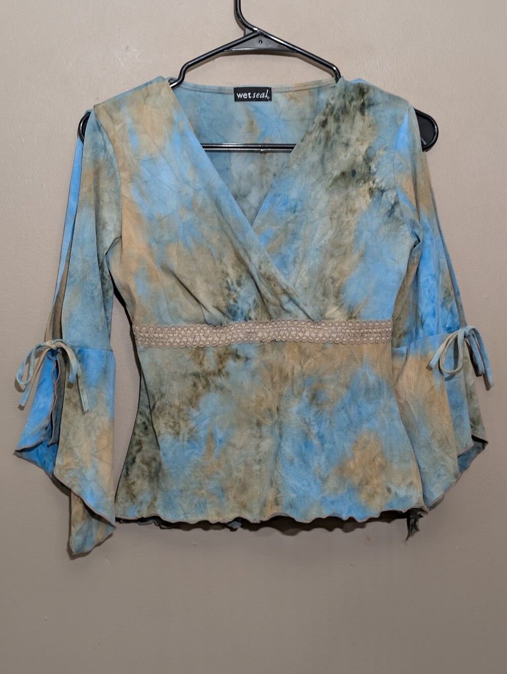 Y2K Coquette Fairy Grunge Whimsigoth Boho Bell Sleeve Wet Seal Top Sz Small